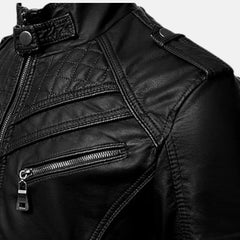 Apex Stand Collar Biker Leather Jacket