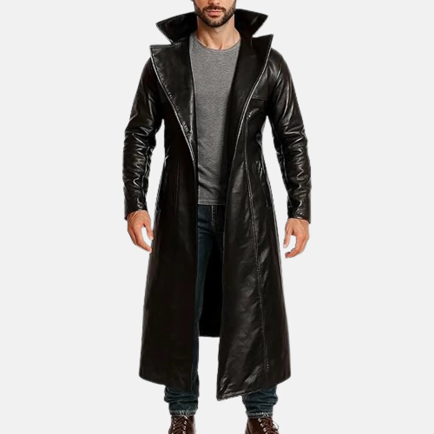 Ashborne Leather Trench Coat Men