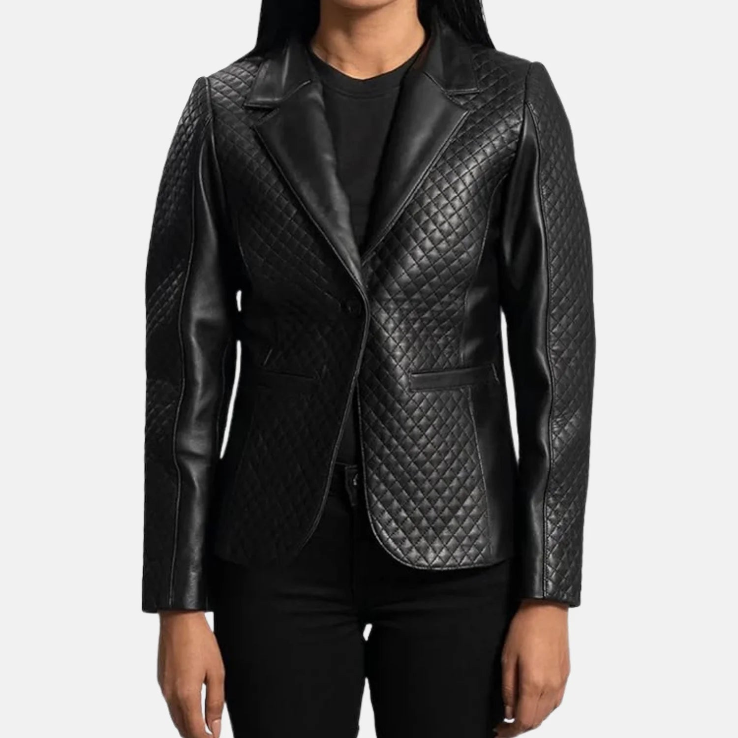Aurelia Casual Suit Style Women’s Leather Blazer Jacket
