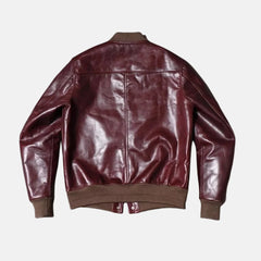 Men Burgundy Style A-2 Bomber Leather Fight Jacket