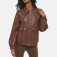 faux leather flight jacket | flight bomber leather jacket