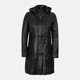 Hooded Style Women’s Leather Coat