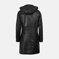 Hooded Style Women’s Leather Coat