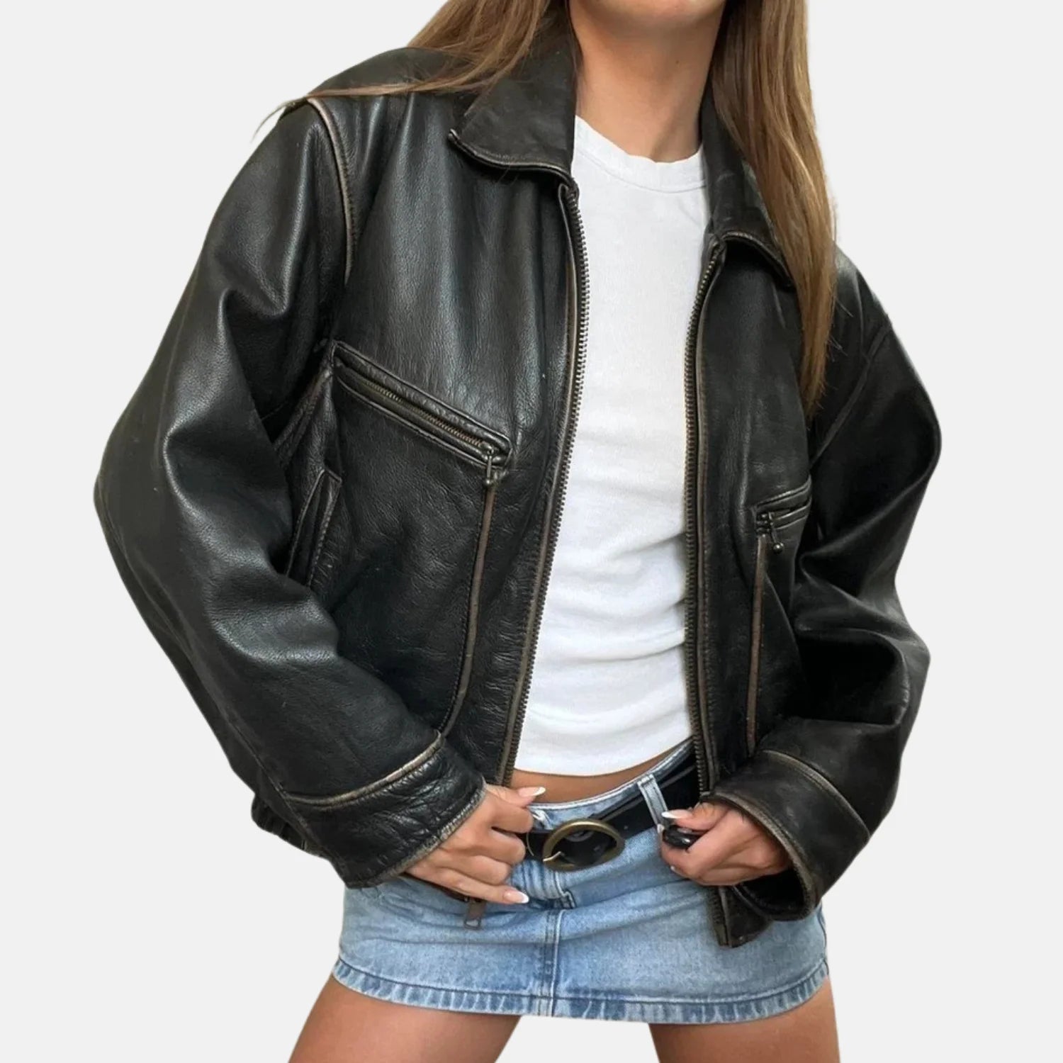Distressed Military Flight Jacket Women
