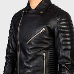 Axaro Leather Quilted Biker Racer Jacket