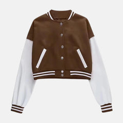 Womens Crop Bomber Vintage Y2k Streetwear Varsity Jacket Women