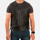 Bound Leather Biker Vest | Men's Leather Vest