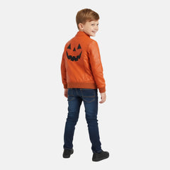 Boozie Kids Halloween Pumpkin Leather jacket