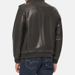 Quilted Mens Leather Bomber Jacket