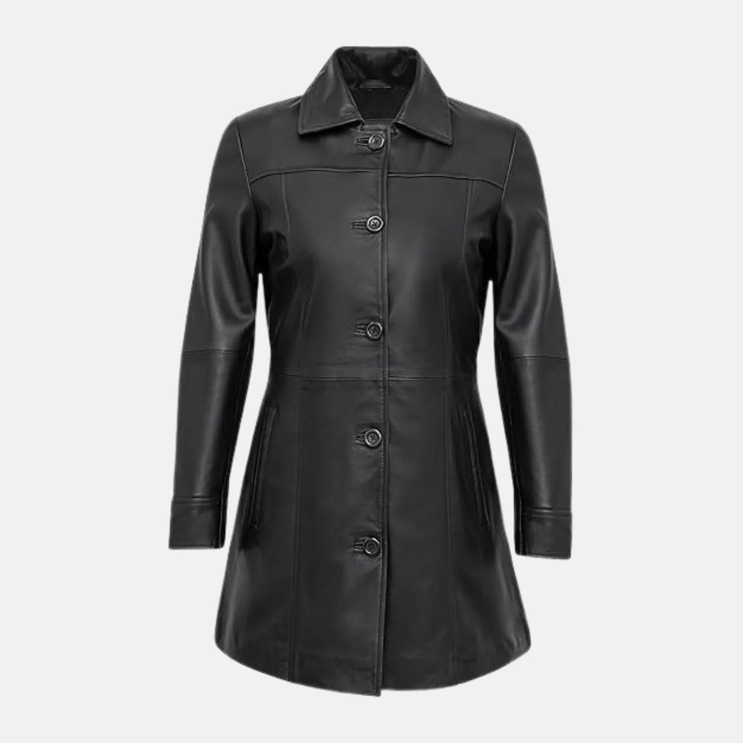 Evangeline Vintage Collar Women’s Leather Coat