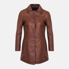 Evangeline Vintage Collar Women’s Leather Coat