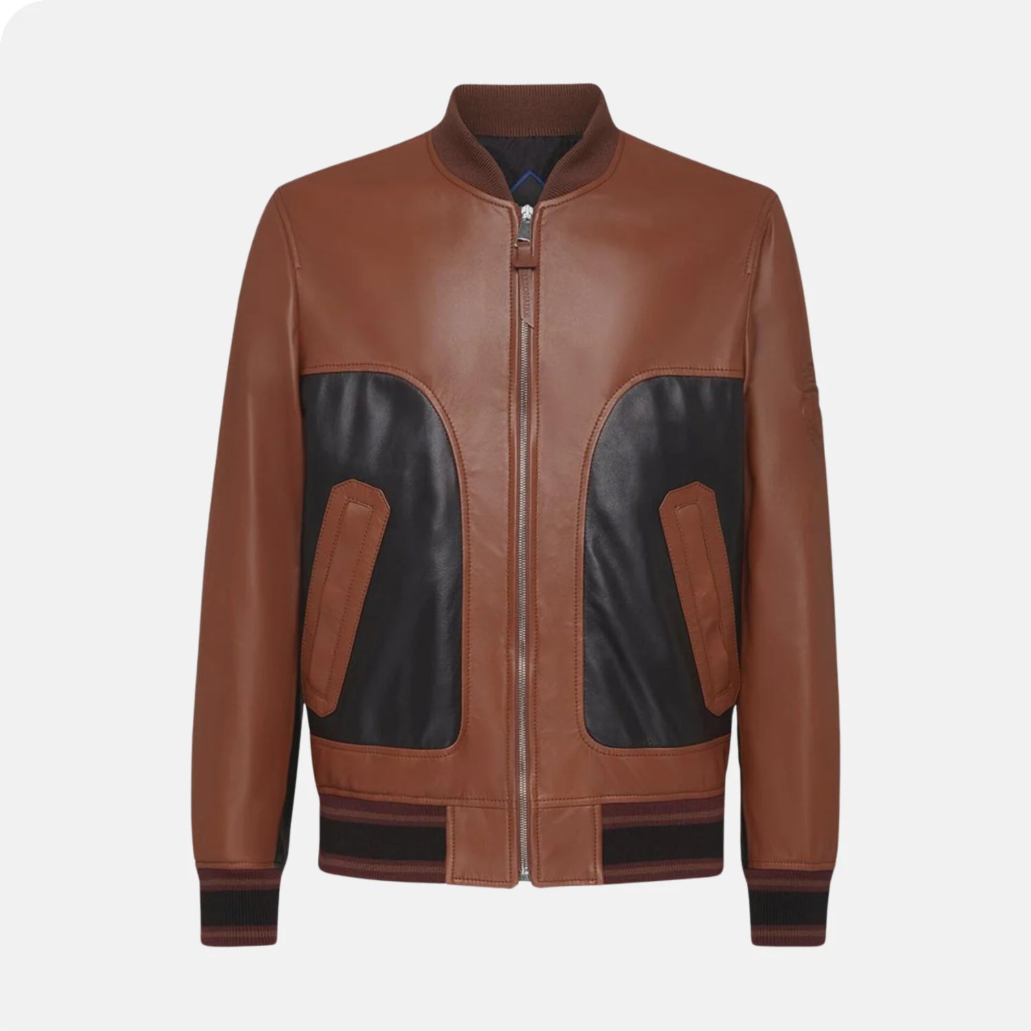 Stylish Black And Brown Leather Jacket For Men