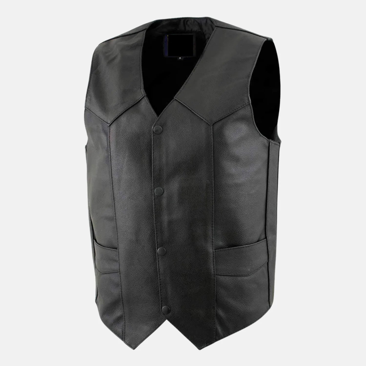 Men's Black Classic Club Style Motorcycle Leather Vest
