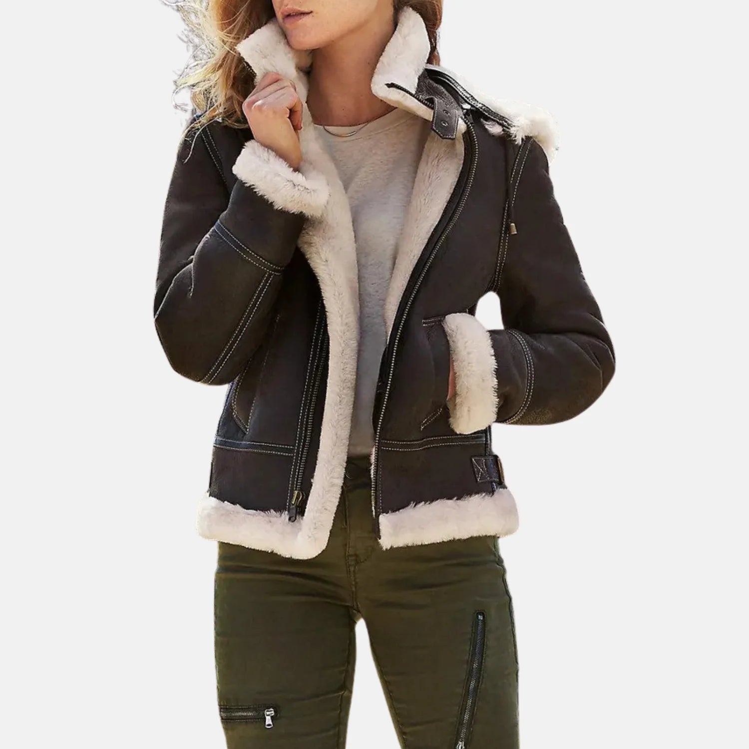 Bomber Jacket Shearling Aviator Coat