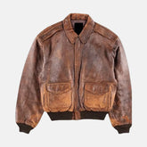 Style Military Leather Fight Jacket Distressed Bomber