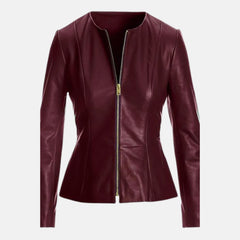 Geneva Peplum Style Women Leather Biker Jacket