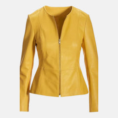 Geneva Peplum Style Women Leather Biker Jacket