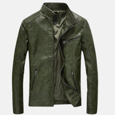 Javoris Zip Up Slim Leather Bomber Jacket Men