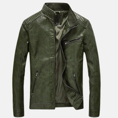 Javoris Zip Up Slim Leather Bomber Jacket Men