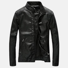Javoris Zip Up Slim Leather Bomber Jacket Men