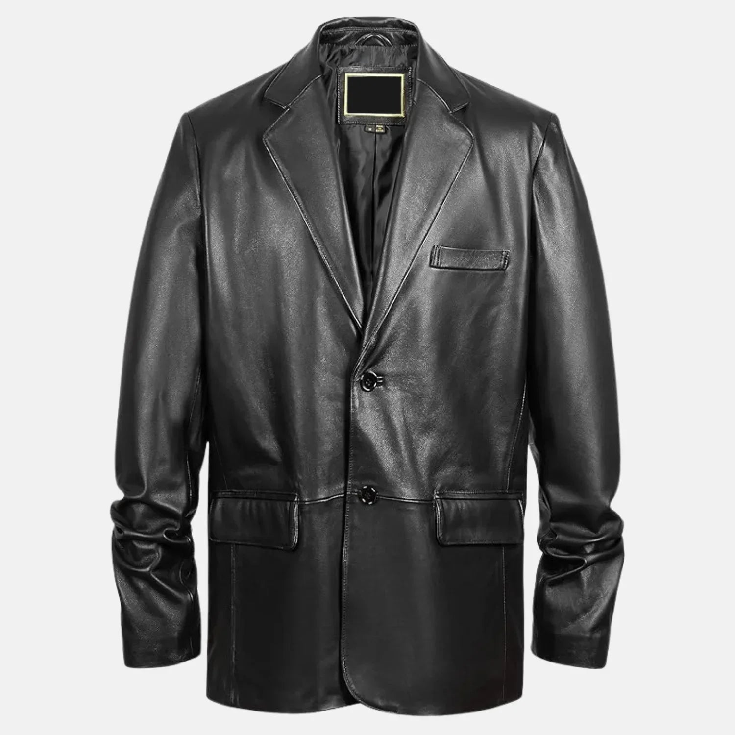 Coat Style Leather Blazer Men