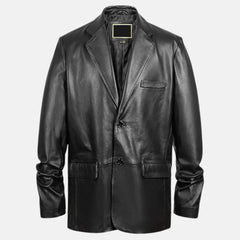 Coat Style Leather Blazer Men