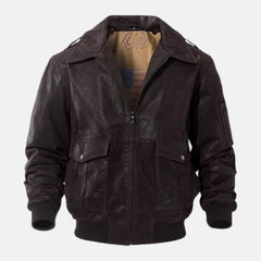 Removable Hood Mens Leather Bomber Jacket