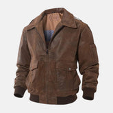 Removable Hood Mens Leather Bomber Jacket
