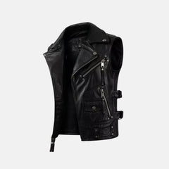 Lavendard Sleeveless Mens Leather Motorcycle Vest