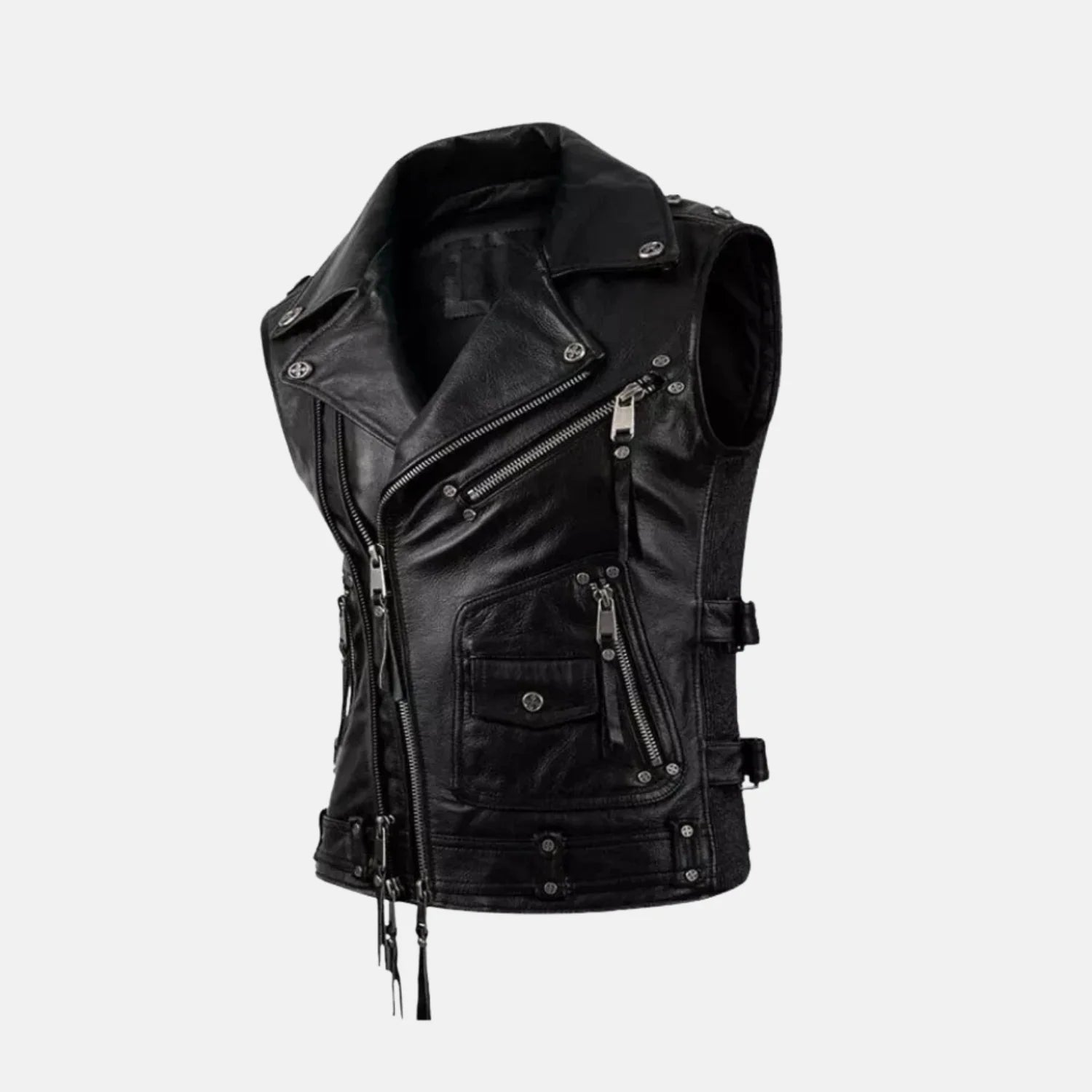 Lavendard Sleeveless Mens Leather Motorcycle Vest