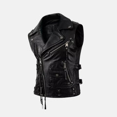 Lavendard Sleeveless Mens Leather Motorcycle Vest