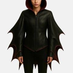 Lilith Hooded Gothic Leather Jacket Women