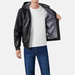 Lined Leather Motorcycle Bomber Jacket