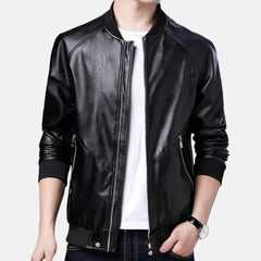Slim Fit Men's Leather Bomber Jacket