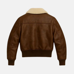 Flight Leather Aviator Jacket With Shearling Collar