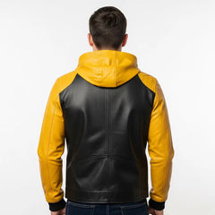 Black & Yellow Gothic Style Mens Hooded Jacket