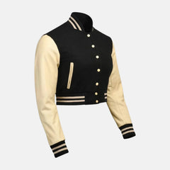 black crop varsity jacket