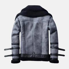 Men's Shearling Double Collar Aviator Jacket