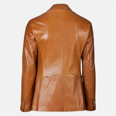 Orviano Satin Lining Leather Blazer Jacket