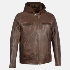 Casual Style Hoodie Leather Jacket
