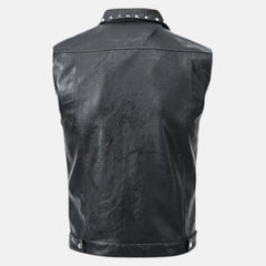 Studded Slim Fit Sleeveless Men's Leather Vest