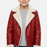 Winter Christmas kids leather jacket