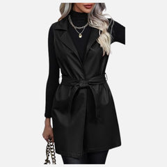 Roxane Sleeveless Open Front Leather