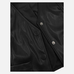 Selene Cropped Sleeveless Vest Button Up Leather Style for Women