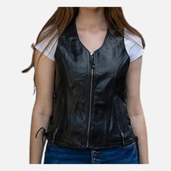 Selene Side Lace Women’s Leather Vest