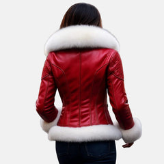 Red Leather Christmas Jacket Women