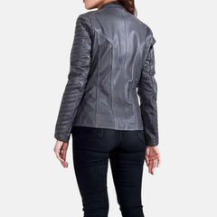 Leather Biker Design Slim Fit Quilted Jacket Women