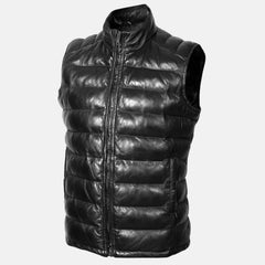 Puffer Quilted Down Waistcoat Leather Vests for Men