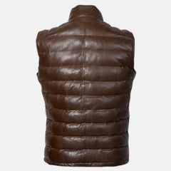 Puffer Quilted Down Waistcoat Leather Vests for Men