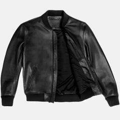 Leather Bomber Jacket for Men | Black